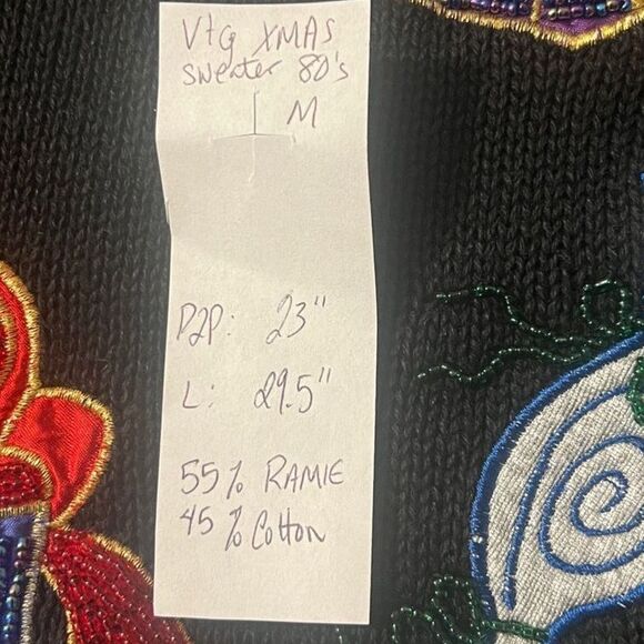VTG 80s Xmas Christmas Sweater Shoulder Pads Holiday P2P:23” L:29.5” - Picture 7 of 14